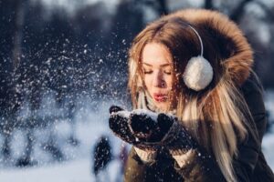 Woman enjoying the snow